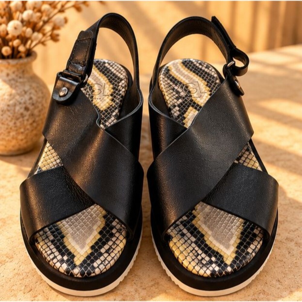 AGL Attilio Giusti Leombruni Black Leather Slingback Sandals Snake Print EU 40